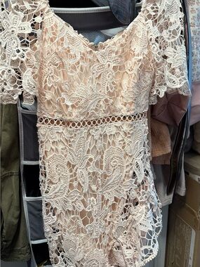 Lulu's Cream Crochet Lace Midi Dress